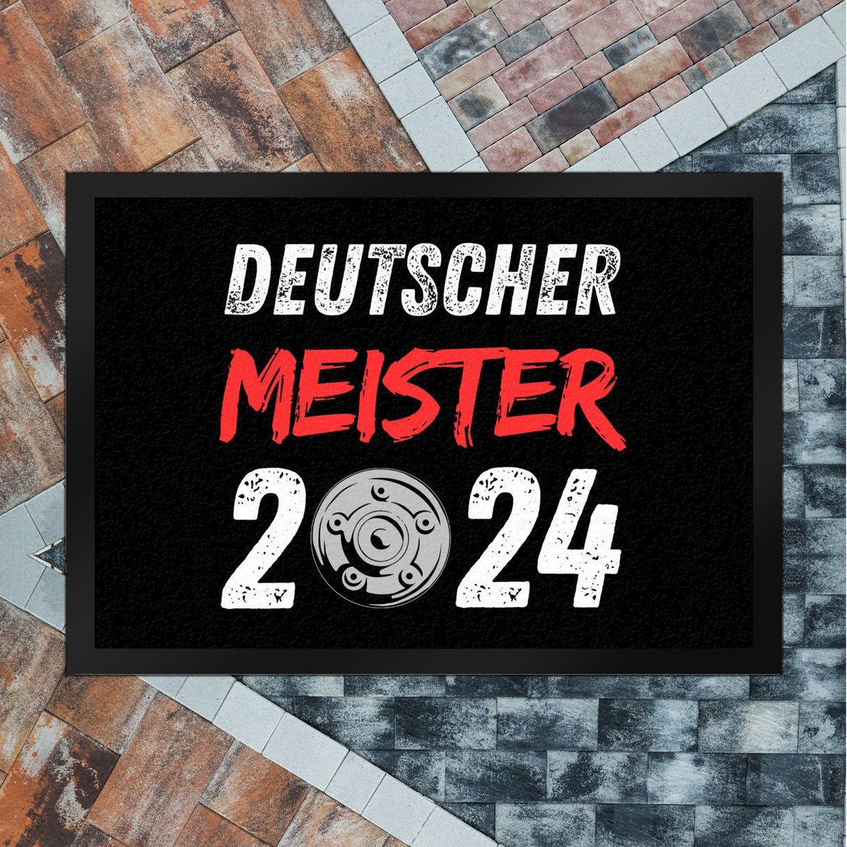 Leverkusen Meisterschale Fußmatte in 35x50 cm mit Spruch Deutscher Meister 2024