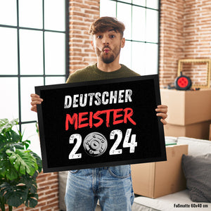 Leverkusen Meisterschale Fußmatte in 35x50 cm mit Spruch Deutscher Meister 2024