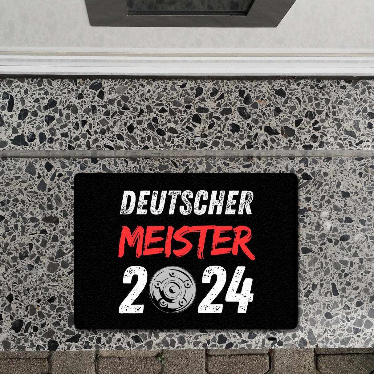 Leverkusen Meisterschale Fußmatte in 35x50 cm ohne Rand mit Spruch Deutscher Meister 2024