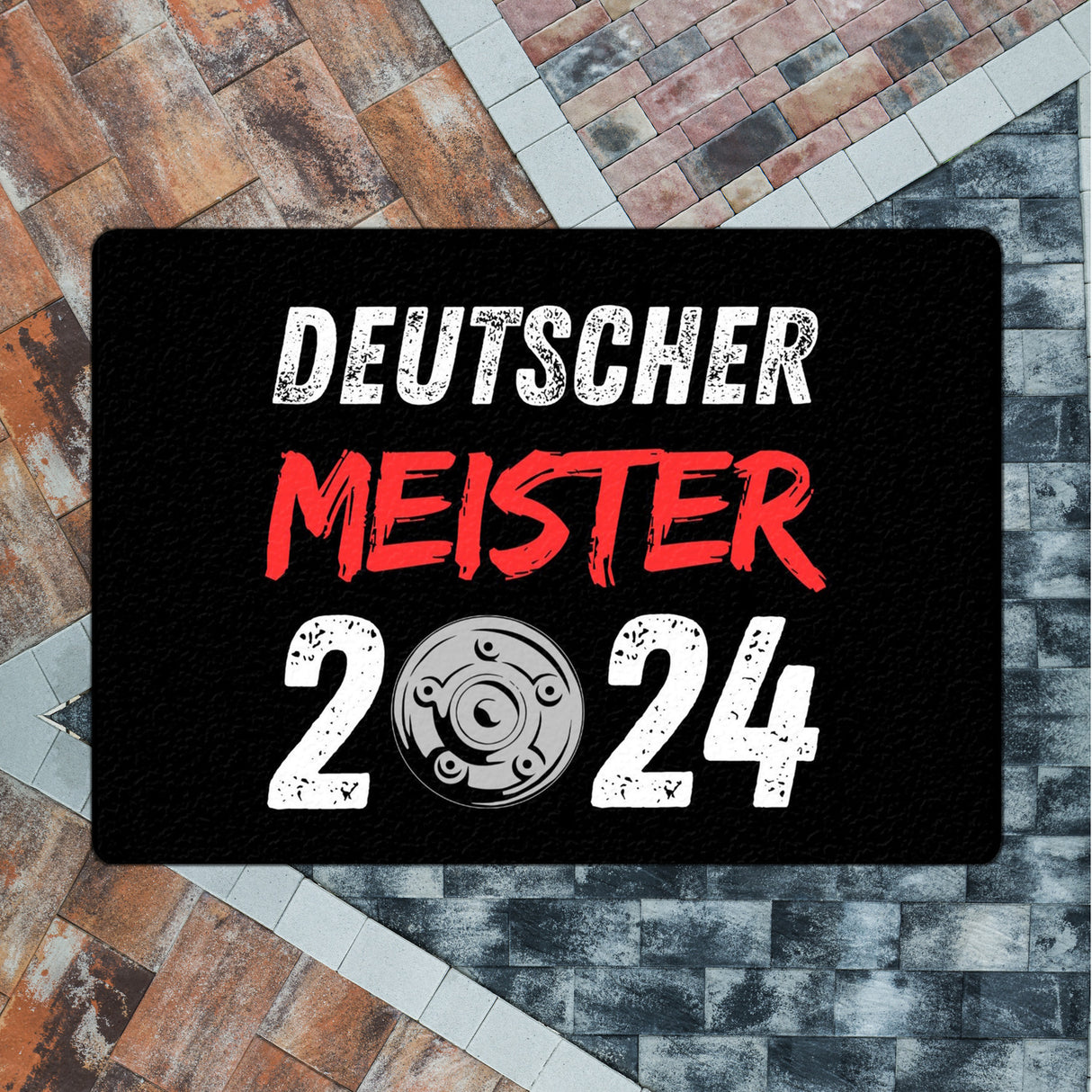 Leverkusen Meisterschale Fußmatte in 35x50 cm ohne Rand mit Spruch Deutscher Meister 2024