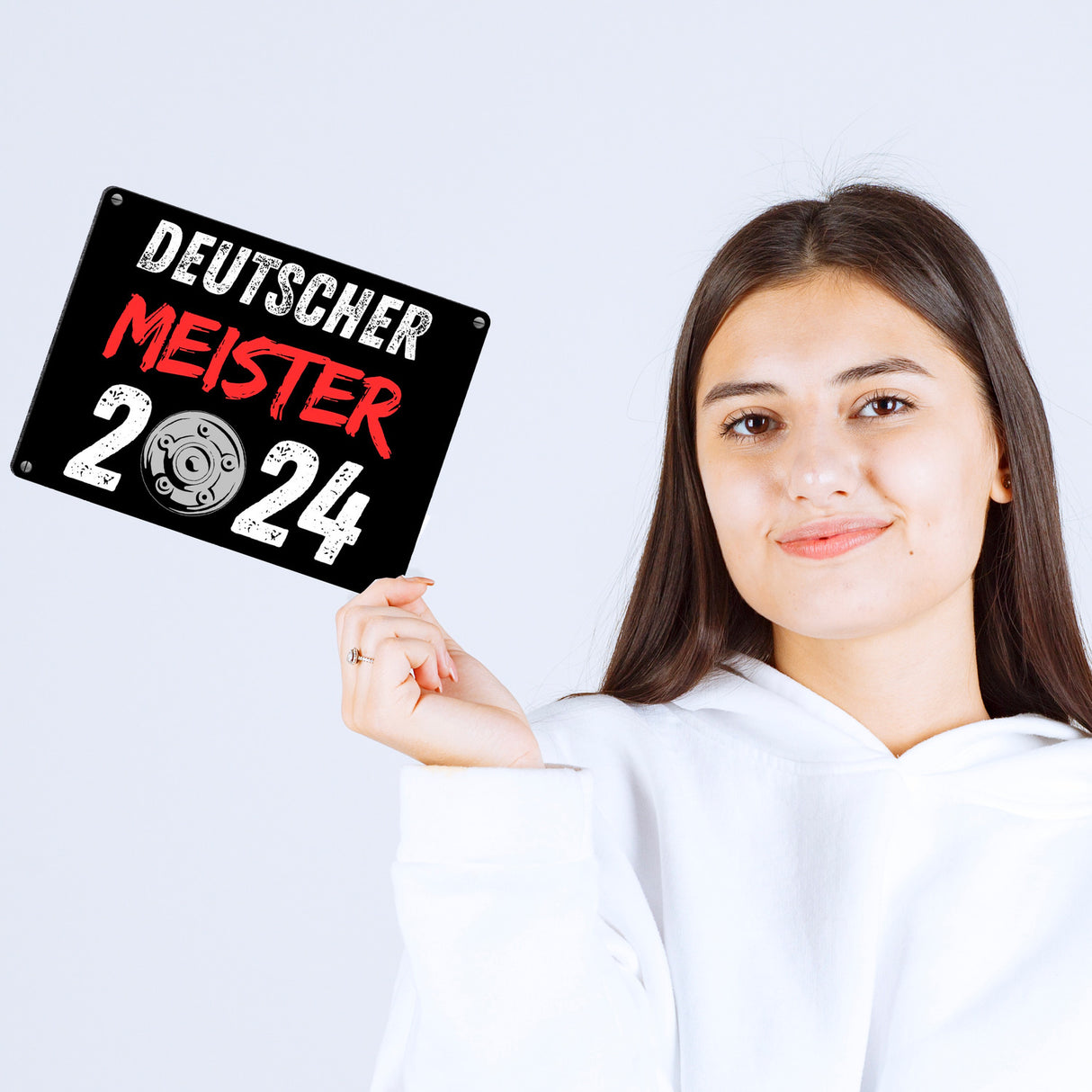 Leverkusen Meisterschale Metallschild in 15x20 cm mit Spruch Deutscher Meister 2024