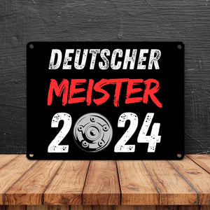 Leverkusen Meisterschale Metallschild in 15x20 cm mit Spruch Deutscher Meister 2024