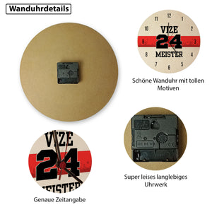 Stuttgart Brustring Wanduhr mit Spruch Vizemeister 2024