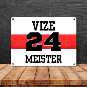 Stuttgart Brustring Metallschild in 15x20 cm mit Spruch Vizemeister 2024