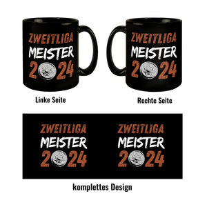 St. Pauli Meisterschale Tasse in Schwarz mit Spruch Zweitliga Meister 2024