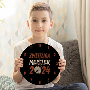 St. Pauli Meisterschale Wanduhr mit Spruch Zweitliga Meister 2024