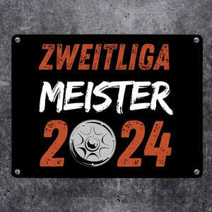 St. Pauli Meisterschale Metallschild in 15x20 cm mit Spruch Zweitliga Meister 2024