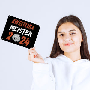 St. Pauli Meisterschale Metallschild in 15x20 cm mit Spruch Zweitliga Meister 2024
