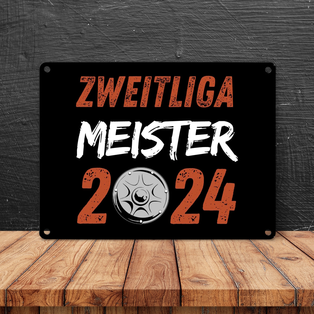 St. Pauli Meisterschale Metallschild in 15x20 cm mit Spruch Zweitliga Meister 2024