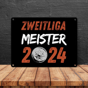 St. Pauli Meisterschale Metallschild in 15x20 cm mit Spruch Zweitliga Meister 2024