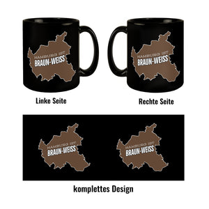 St. Pauli Tasse in Schwarz mit Spruch Hamburg ist braun-weiss