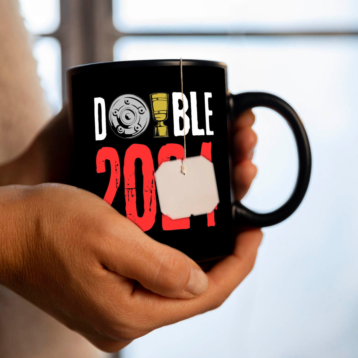 Leverkusen Double-Sieger Tasse in Schwarz mit Spruch Double 2024