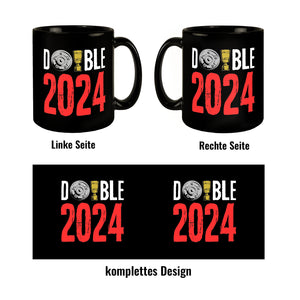 Leverkusen Double-Sieger Tasse in Schwarz mit Spruch Double 2024