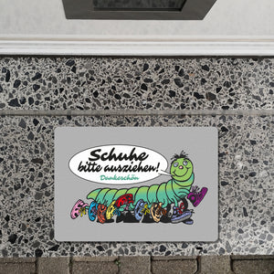 Tausendfüßler Fußmatte in 35x50 cm ohne Rand mit Spruch Schuhe bitte ausziehen - Dankeschön