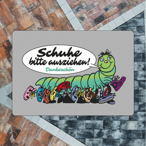 Tausendfüßler Fußmatte in 35x50 cm ohne Rand mit Spruch Schuhe bitte ausziehen - Dankeschön