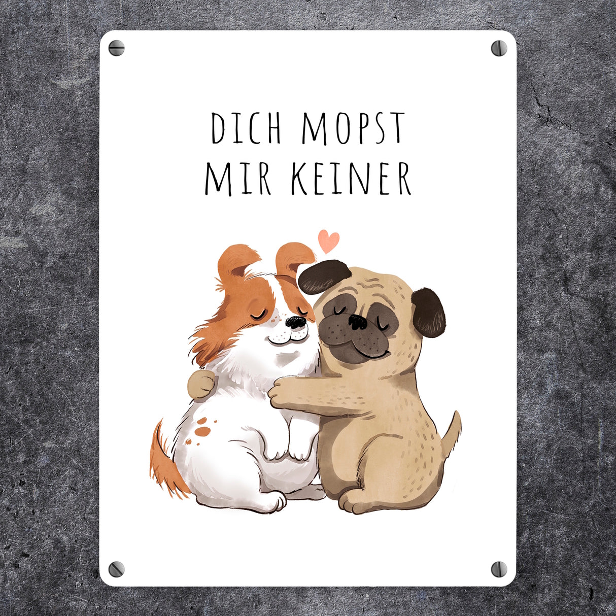Mops Metallschild in 15x20 cm mit Spruch Dich mopst mir keiner