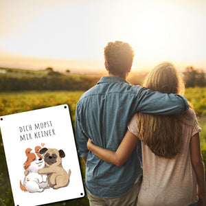Mops Metallschild in 15x20 cm mit Spruch Dich mopst mir keiner