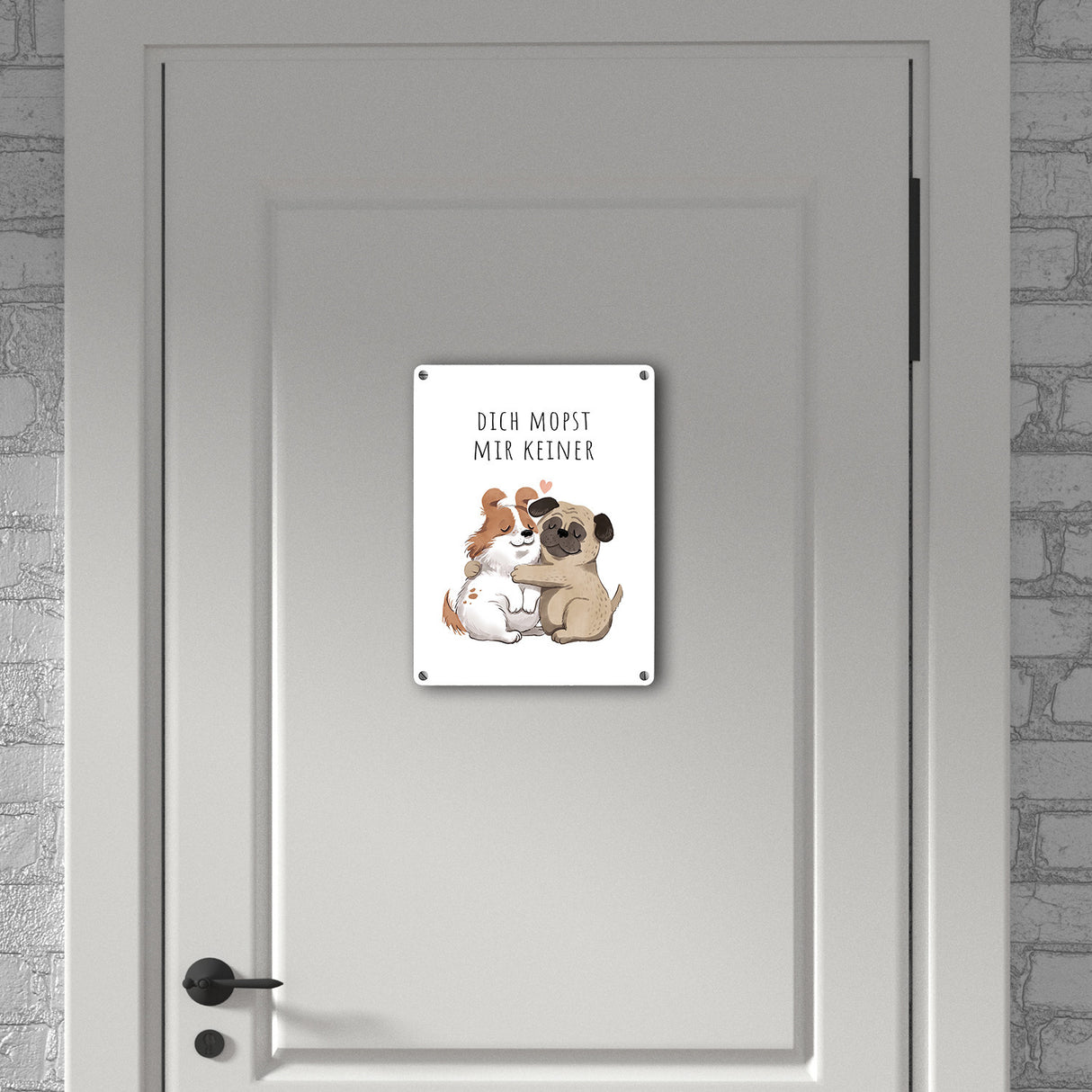 Mops Metallschild in 15x20 cm mit Spruch Dich mopst mir keiner