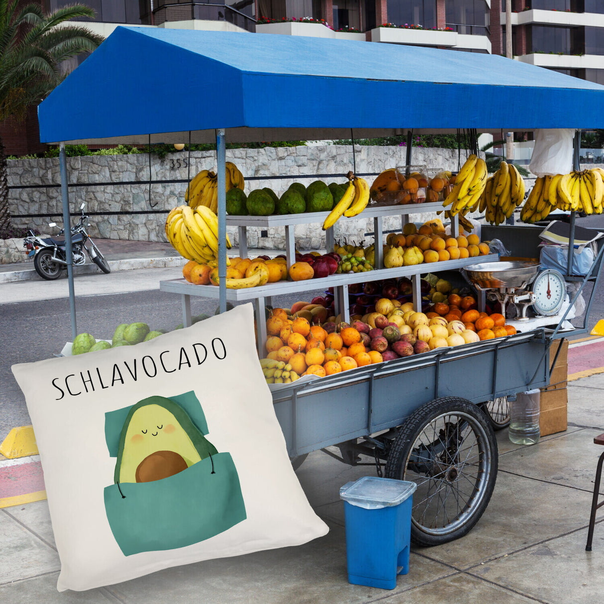 Schlafende Avocado Kissen mit Spruch Schlavocado