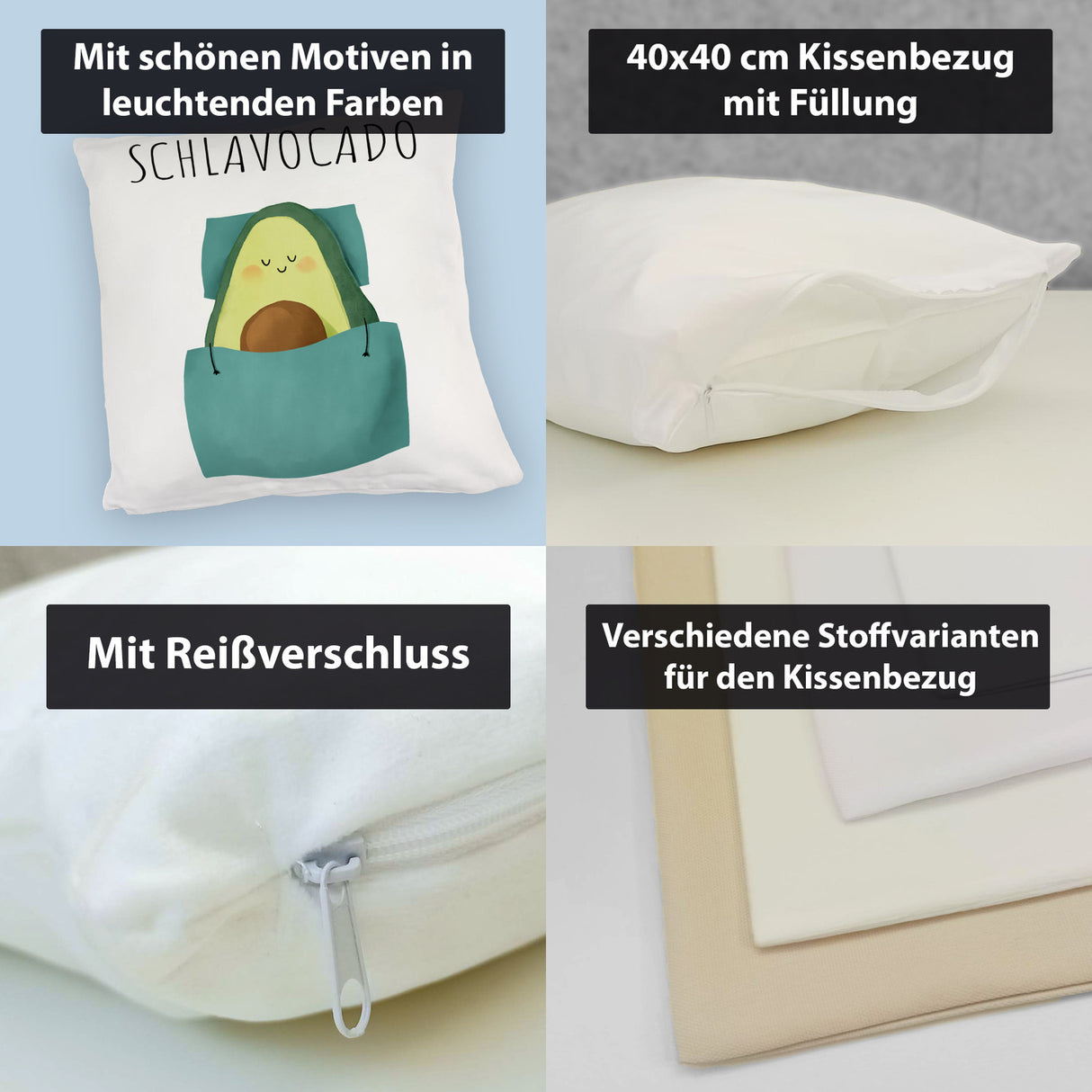 Schlafende Avocado Kissen mit Spruch Schlavocado