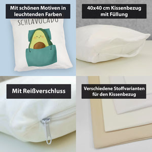 Schlafende Avocado Kissen mit Spruch Schlavocado