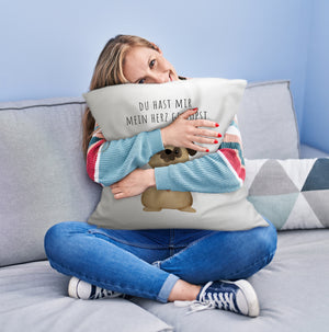 Mops mit Herz Kissen mit Spruch Du hast mir mein Herz gemopst