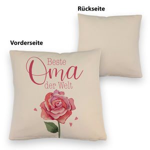Rose Kissen mit Spruch Beste Oma der Welt