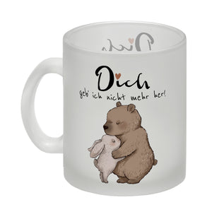 Hase und Bär Kaffeebecher mit Spruch Dich geb ich nicht mehr her