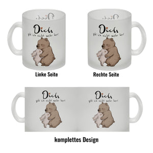 Hase und Bär Kaffeebecher mit Spruch Dich geb ich nicht mehr her