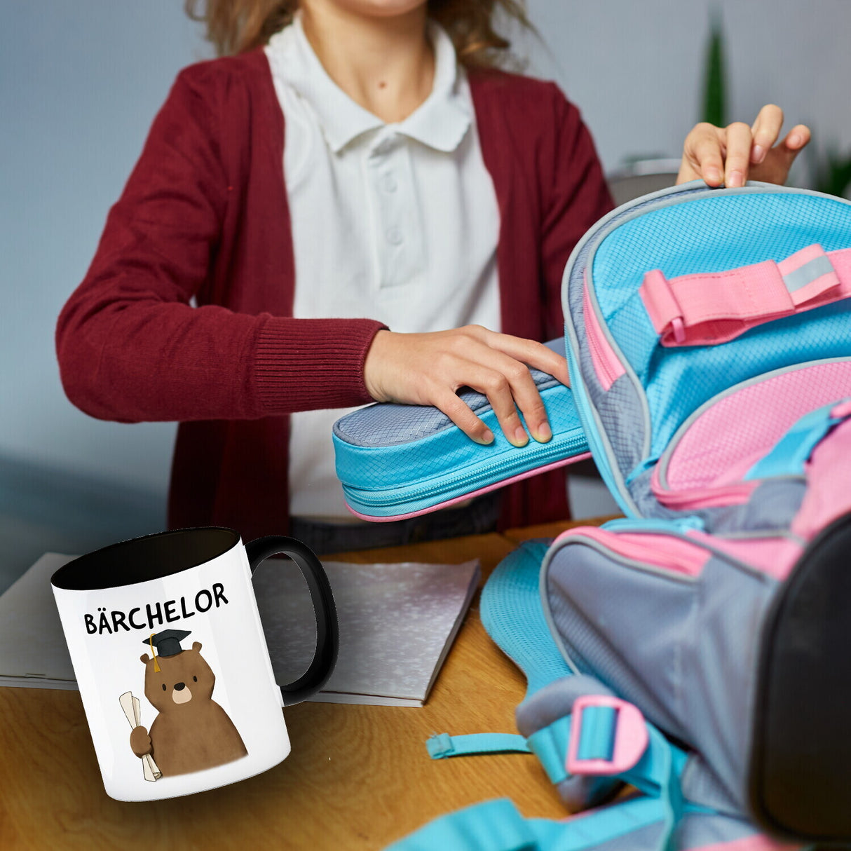 Bär mit Doktorhut Kaffeebecher mit Spruch Bärchelor