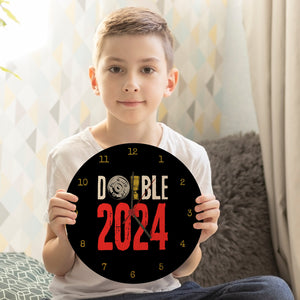 Leverkusen Double-Sieger Wanduhr mit Spruch Double 2024