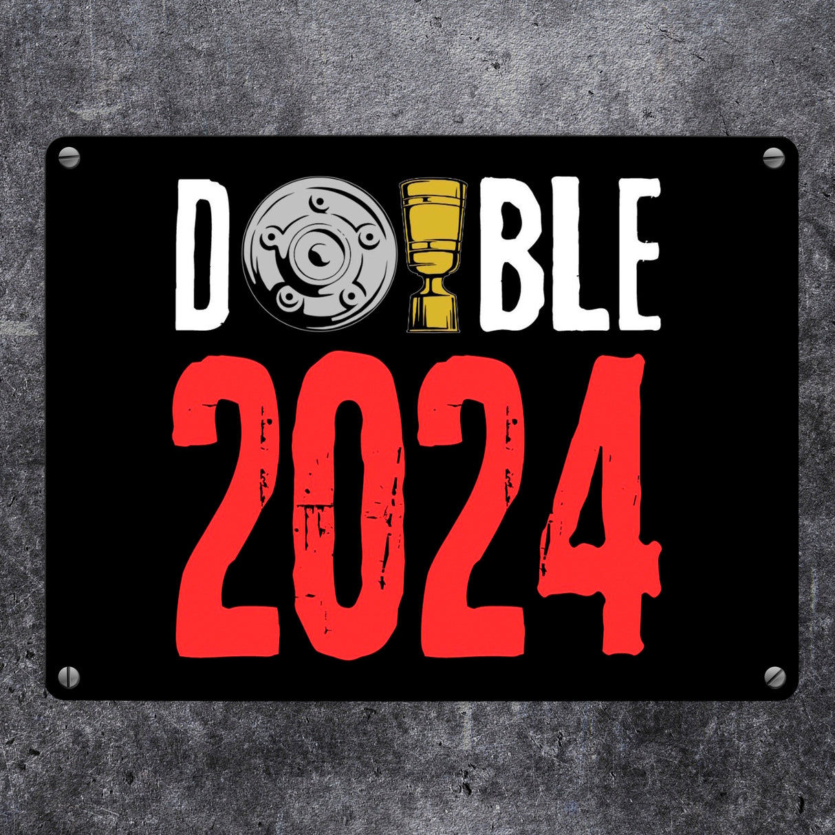 Leverkusen Double-Sieger Metallschild in 15x20 cm mit Spruch Double 2024