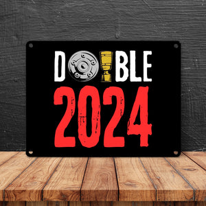 Leverkusen Double-Sieger Metallschild in 15x20 cm mit Spruch Double 2024