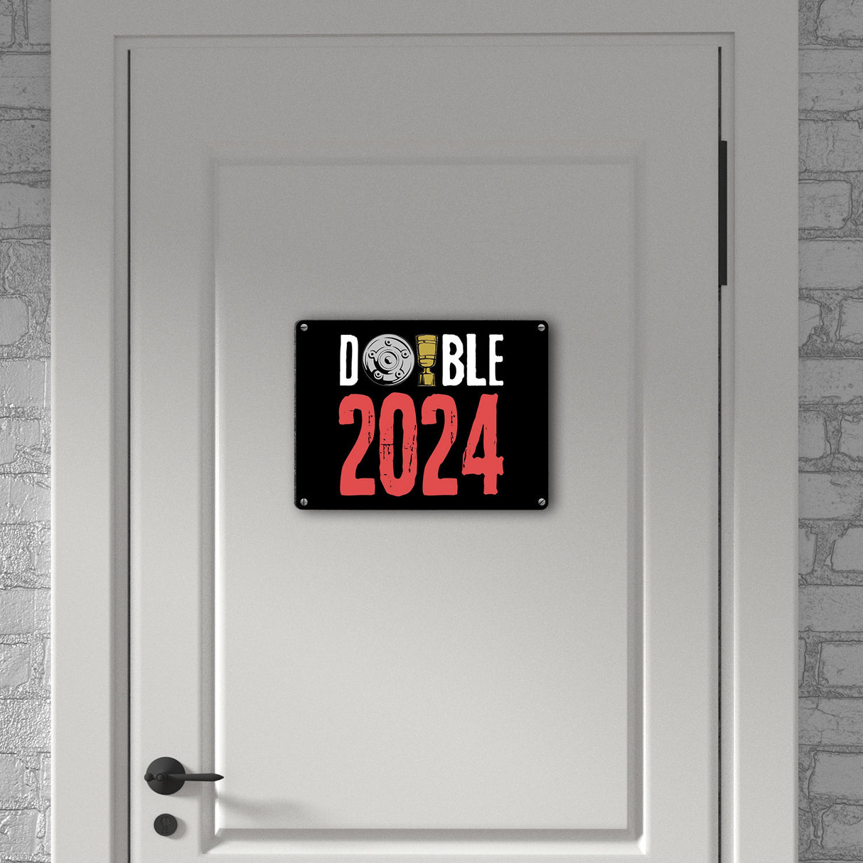 Leverkusen Double-Sieger Metallschild in 15x20 cm mit Spruch Double 2024