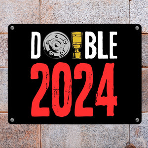 Leverkusen Double-Sieger Metallschild in 15x20 cm mit Spruch Double 2024