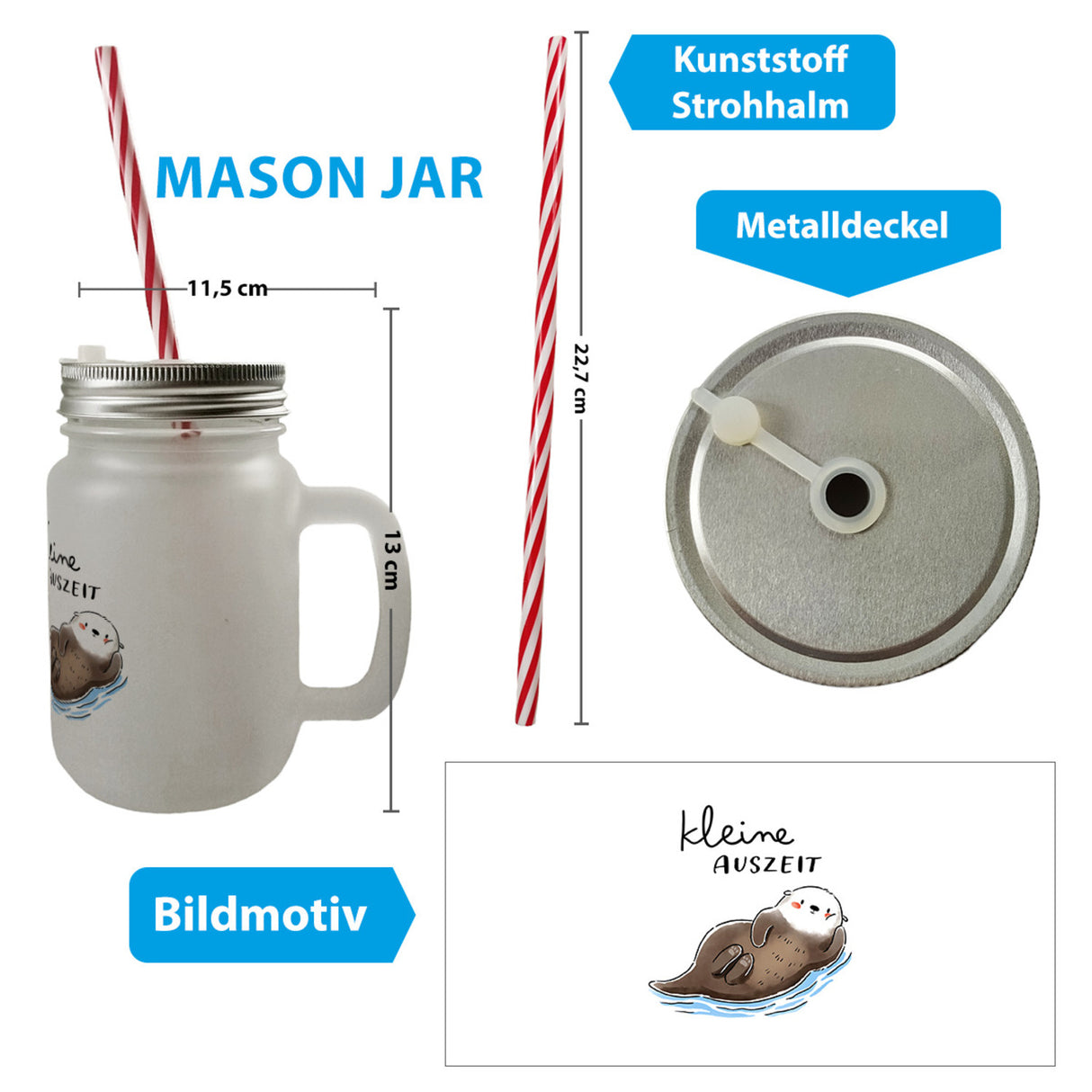 Otter Trinkglas mit Bambusdeckel mit Spruch Kleine Auszeit