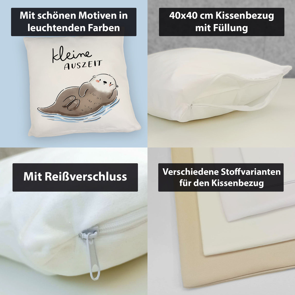 Otter Kissen mit Spruch Kleine Auszeit