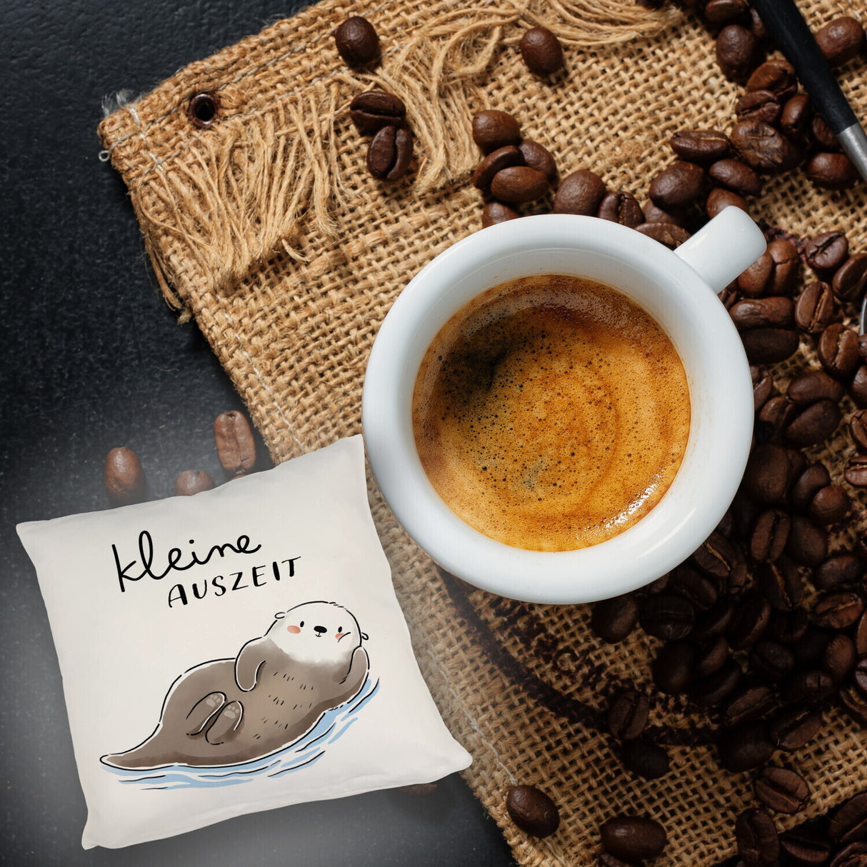 Otter Kissen mit Spruch Kleine Auszeit