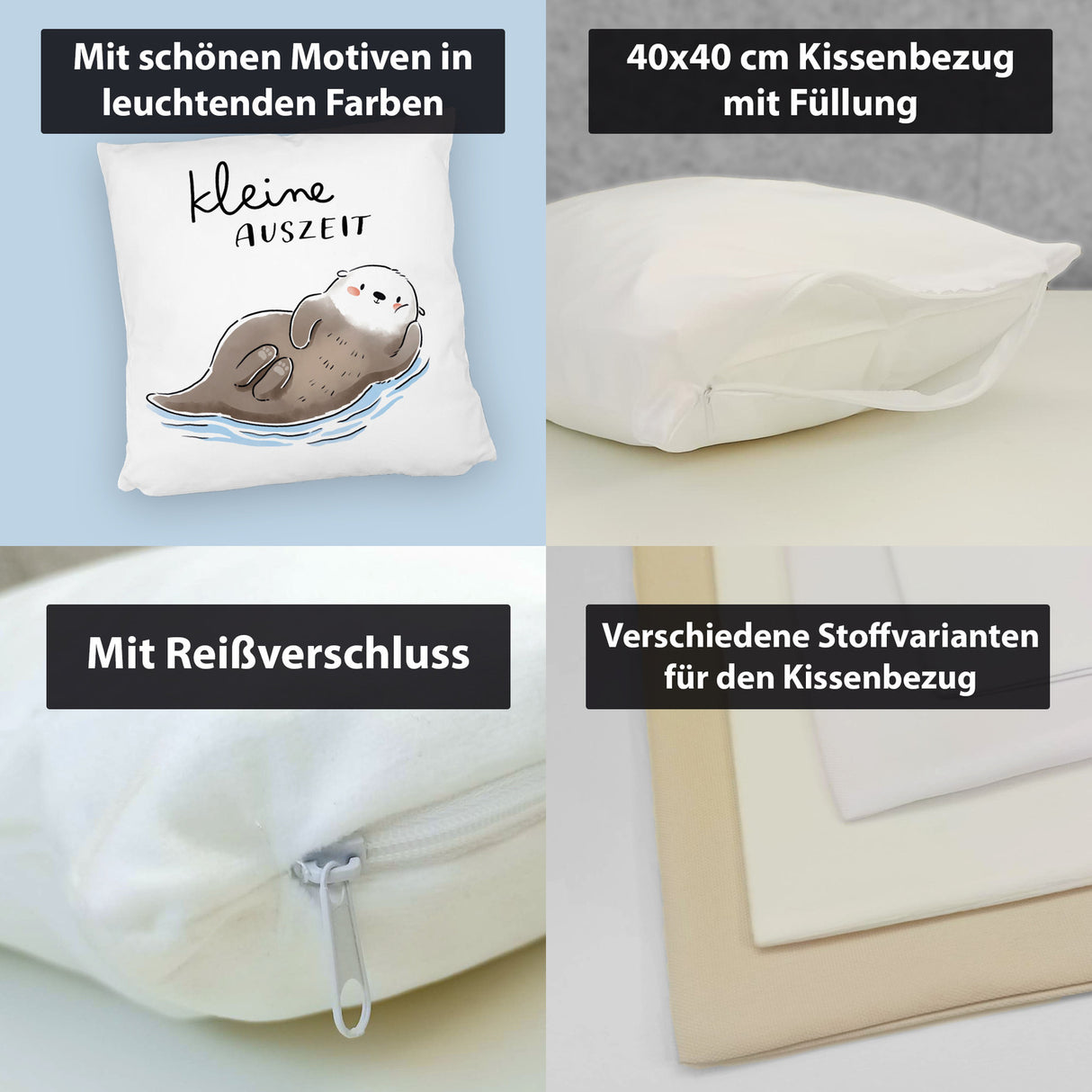 Otter Kissen mit Spruch Kleine Auszeit