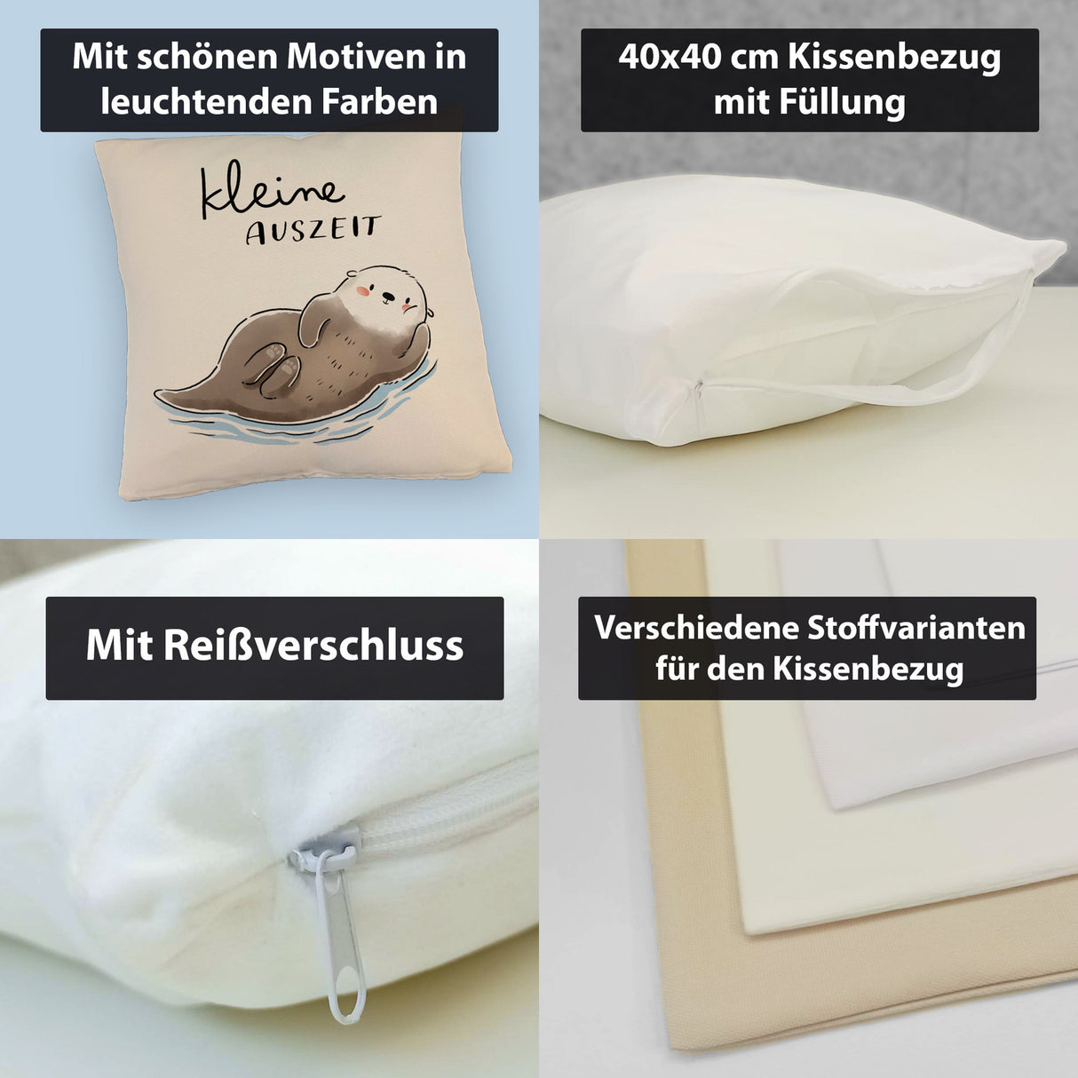 Otter Kissen mit Spruch Kleine Auszeit