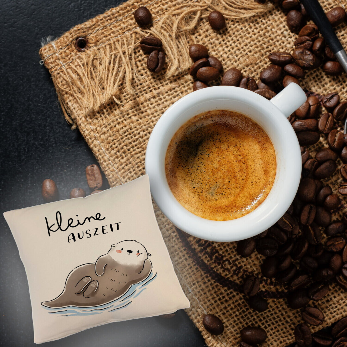 Otter Kissen mit Spruch Kleine Auszeit