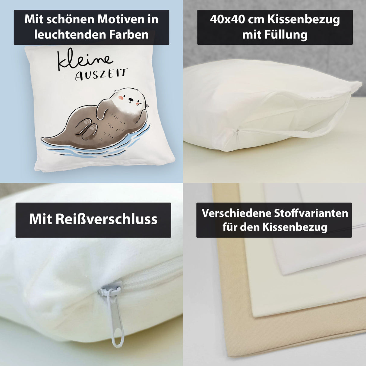 Otter Kissen mit Spruch Kleine Auszeit