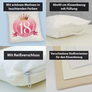 Happy Birthday 18 Krone Kissen