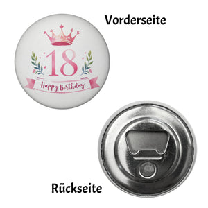Happy Birthday 18 Krone Magnet rund
