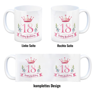 Happy Birthday 18 Krone Kaffeebecher