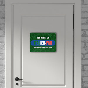 Hier wohnt ein Italien-Fan Metallschild in 15x20 cm mit Spruch Betreten an Spieltagen auf eigene Gefahr