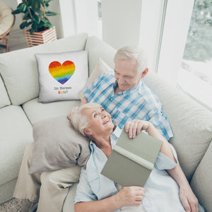 Regenbogenherz Kissen mit Spruch Im Herzen bunt