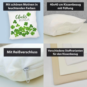 Klee Kissen mit Spruch Glücksbringer