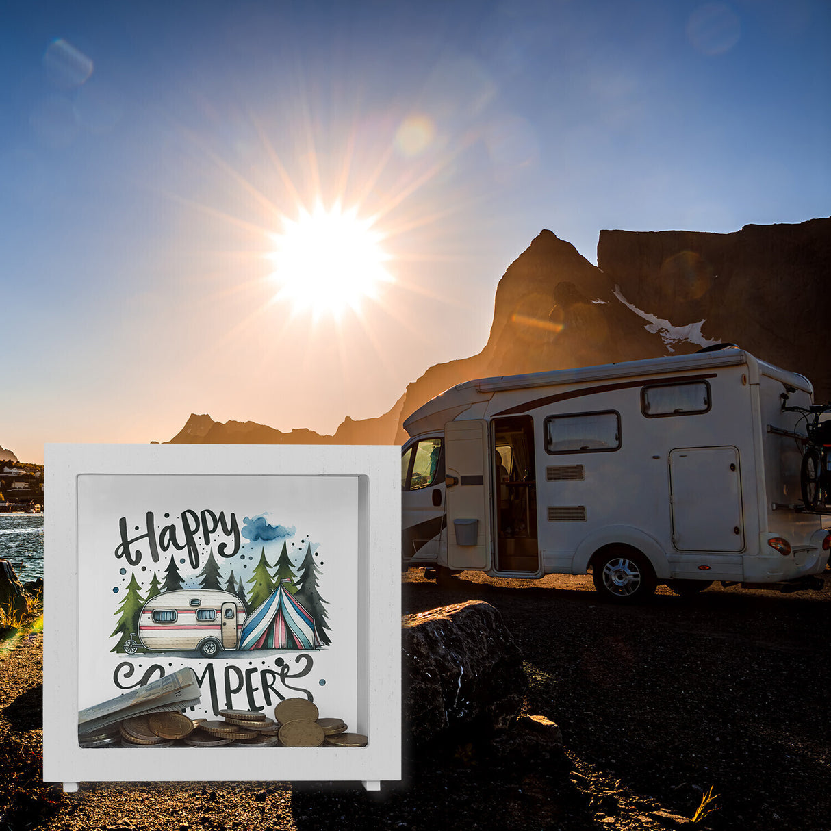 Happy Campers Wohnwagen Spardose