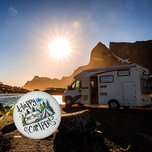 Happy Campers Wohnwagen Magnet rund